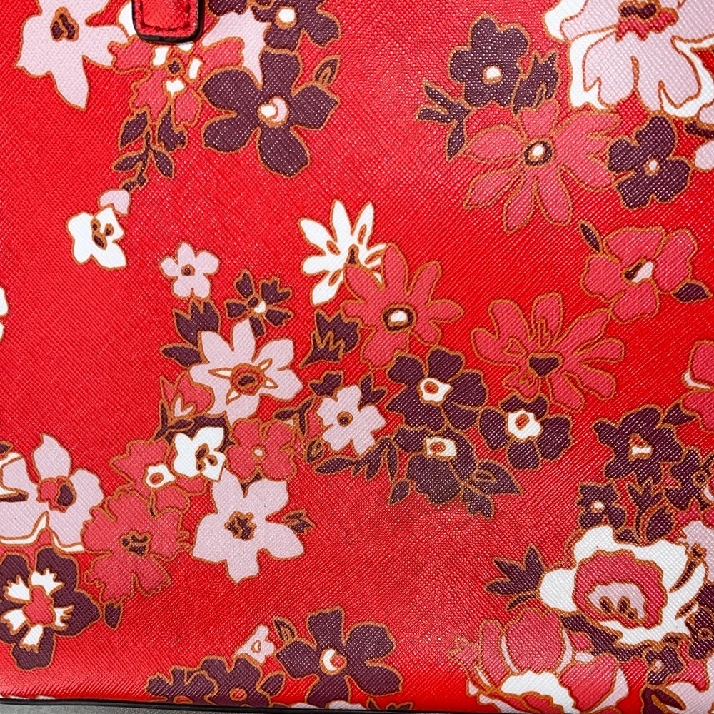 Michael Kors Red Floral Tote Bag Beautiful Michael Kors Coated Canvas Floral MK - Picture 7 of 7